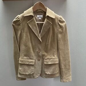 LOFT Light Brown/Tan Suede Button-Front Blazer